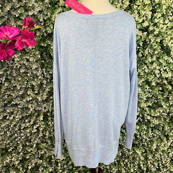 Lilly Pulitzer Melenie Coolmax Sweater Heathered Blue Peri NWT - Picture 3 of 8